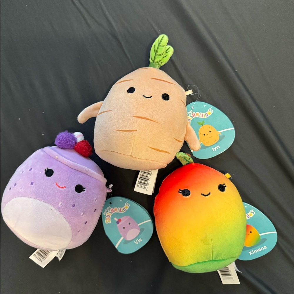 Squishmallows Plush Toy Set - Food Squad Snack Set Vie Xiomara Jyri NWT